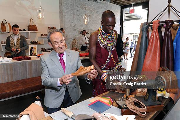 Juan Peran, William Kikanae attends the Pikolinos pop up store opening celebrating the Maasai Project hosted by daughter of late United Nations...