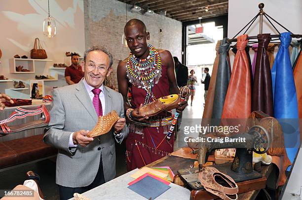 Juan Peran, William Kikanae attends the Pikolinos pop up store opening celebrating the Maasai Project hosted by daughter of late United Nations...