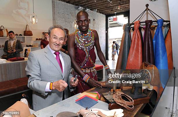 Juan Peran, William Kikanae attends the Pikolinos pop up store opening celebrating the Maasai Project hosted by daughter of late United Nations...