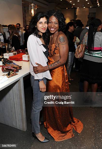Daughter of late United Nations Ambassador and celebrity activist Africa Engo poses with fashion trend setter Rita Nakouzi at the Pikolinos pop up...