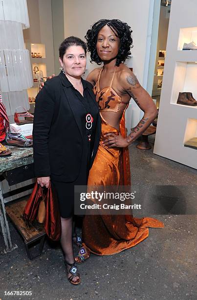 Daughter of late United Nations Ambassador and celebrity activist Africa Engo poses with Rosa Escandell of Adcam at the Pikolinos pop up store...