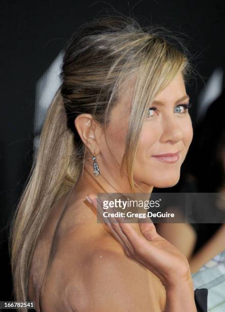 Actress Jennifer Aniston arrives at the Lifetime movie premiere of "Call Me Crazy: A Five Film" at Pacific Design Center on April 16, 2013 in West...
