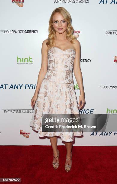 Actress Heather Graham attends the Premiere of Sony Pictures Classics' "At Any Price" at the Egyptian Theatre on April 16, 2013 in Hollywood,...