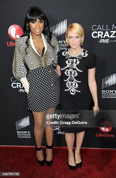 Actors Jennifer Hudson and Brittany Snow arrive at the Lifetime movie premiere of "Call Me Crazy: A Five Film" at Pacific Design Center on April 16,...
