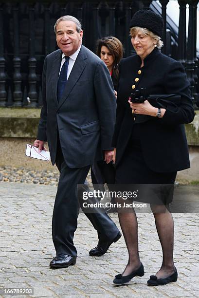 Former Cabinet minister Leon Brittan attends the Ceremonial funeral of former British Prime Minister Baroness Thatcher at St Paul's Cathedral on...
