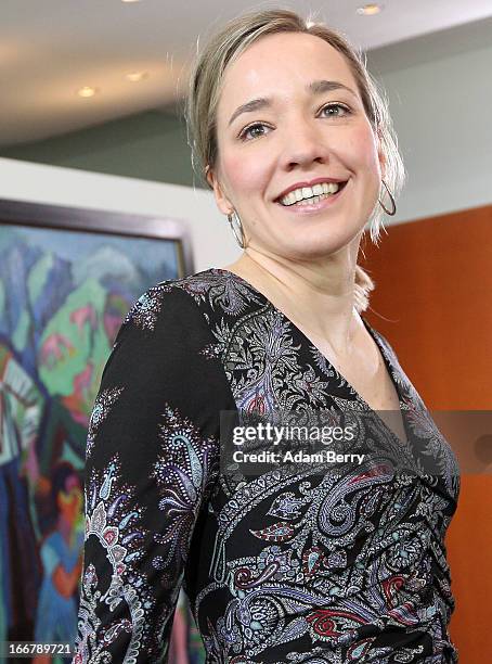 German Family Minister Kristina Schroeder arrives for the weekly German federal government Cabinet meeting on April 17, 2013 in Berlin, Germany. High...