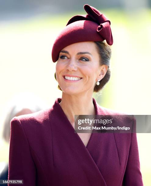 Catherine, Princess of Wales attends a service to commemorate the life of Her Late Majesty Queen Elizabeth II at St Davids Cathedral on September 8,...