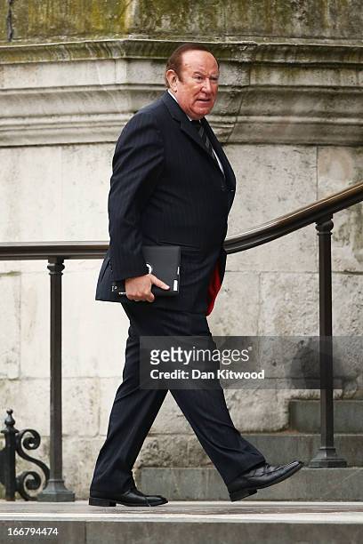 Former Sunday Times editor Andrew Neil attends the Ceremonial funeral of former British Prime Minister Baroness Thatcher at St Paul's Cathedral on...