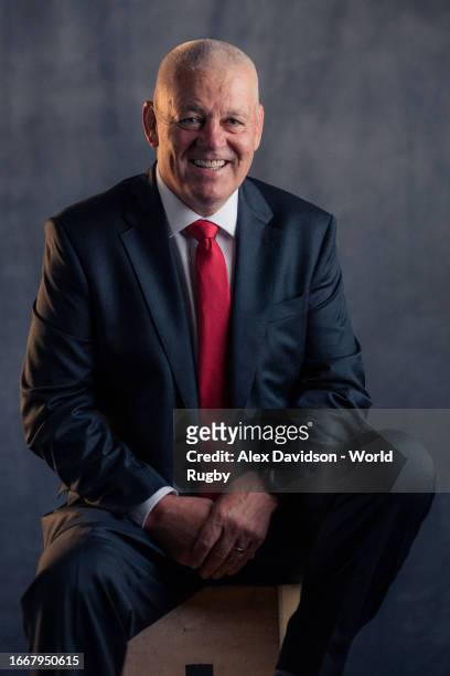 Warren Gatland, Head Coach of Wales, poses for a portrait during the Wales Rugby World Cup 2023 Squad photocall on September 04, 2023 in Paris,...