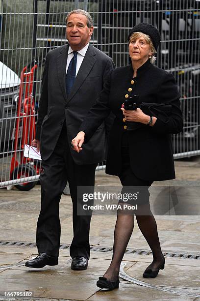 Former Tory Minister Leon Brittan arrives for the funeral of Baroness Margaret Thatcher on April 17, 2013 in London, England. Dignitaries from around...