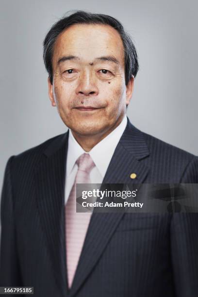 Vice Chairman of Toyota Mr Takeshi Uchiyamada poses for a portrait after his press conference on April 17, 2013 in Tokyo, Japan. Toyota announces the...