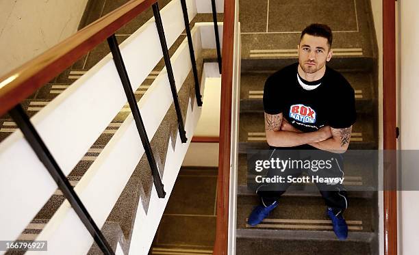 Nathan Cleverly poses during a media workout at the Stonebridge ABC Boxing Gym on April 17, 2013 in London, England.