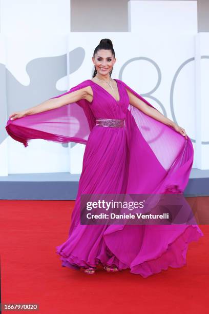 Patroness of the festival Caterina Murino attends a red carpet for the movie "Hors-Saison " at the 80th Venice International Film Festival on...