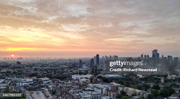 east london sunrise - romantic sky stock pictures, royalty-free photos & images