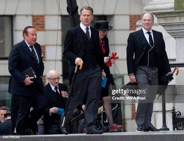 Former Conservative MP Michael Portillo and former Sunday Times editor Andrew Neil attend the funeral service of Baroness Thatcher at St Paul's...