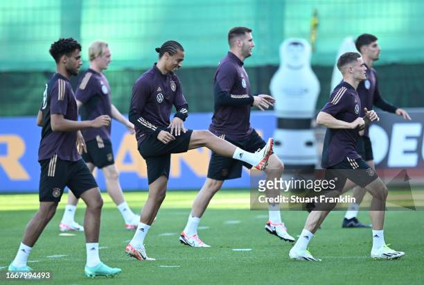 Leroy Sané of Germany in action during a training session on September 08, 2023 in Wolfsburg, Germany.