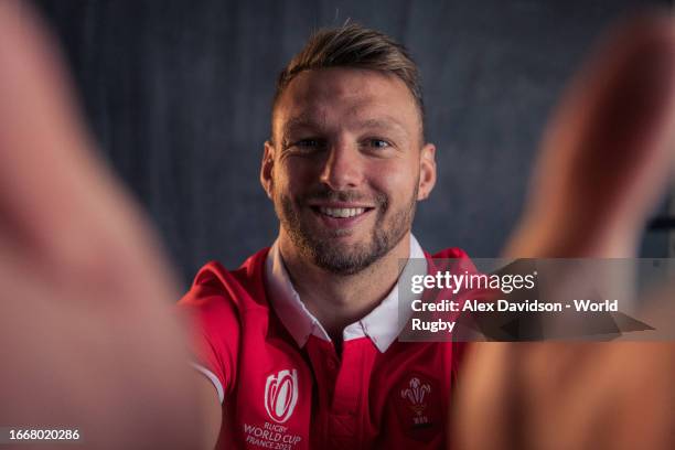 Dan Biggar of Wales poses for a portrait during the Wales Rugby World Cup 2023 Squad photocall on September 04, 2023 in Paris, France.