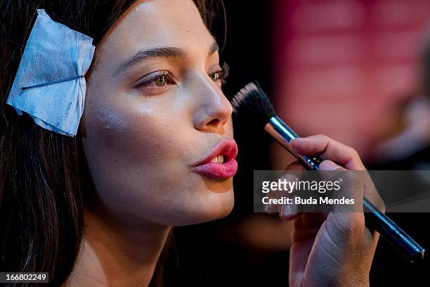 Backstage and atmosphere during the Espaço Fashion backstage at Fashion Rio Spring/Summer 2013 on April 16, 2013 in Rio de Janeiro, Brazil.