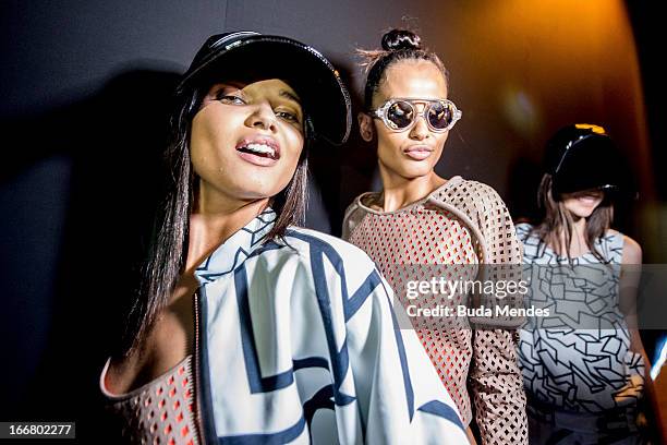 Backstage and atmosphere during the Espaço Fashion backstage at Fashion Rio Spring/Summer 2013 on April 16, 2013 in Rio de Janeiro, Brazil.