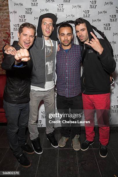 DJs Charly, Pitchin, Pho and Thomas of Dirtyphonics attend the Dirtyphonics private press meet & greet and listening of new album "Irreverence" at...