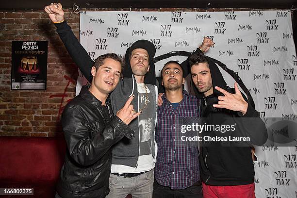 DJs Charly, Pitchin, Pho and Thomas attend the Dirtyphonics private press meet & greet and listening of new album "Irreverence" at Dim Mak Studios on...