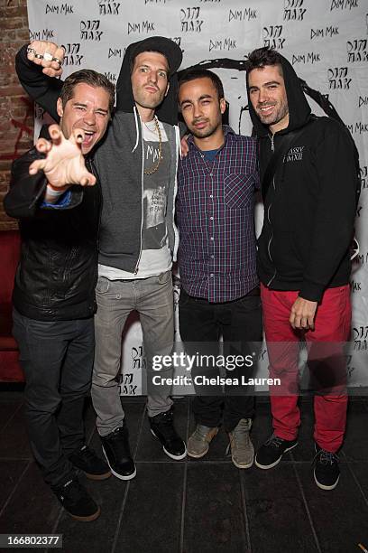 DJs Charly, Pitchin, Pho and Thomas of Dirtyphonics attend the Dirtyphonics private press meet & greet and listening of new album "Irreverence" at...