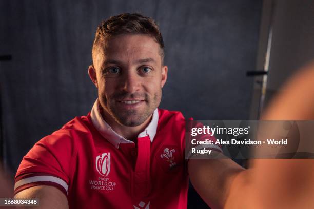 Leigh Halfpenny of Wales poses for a portrait during the Wales Rugby World Cup 2023 Squad photocall on September 04, 2023 in Paris, France.