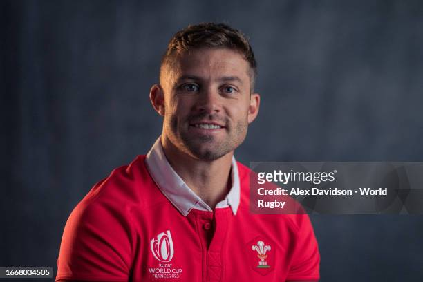 Leigh Halfpenny of Wales poses for a portrait during the Wales Rugby World Cup 2023 Squad photocall on September 04, 2023 in Paris, France.