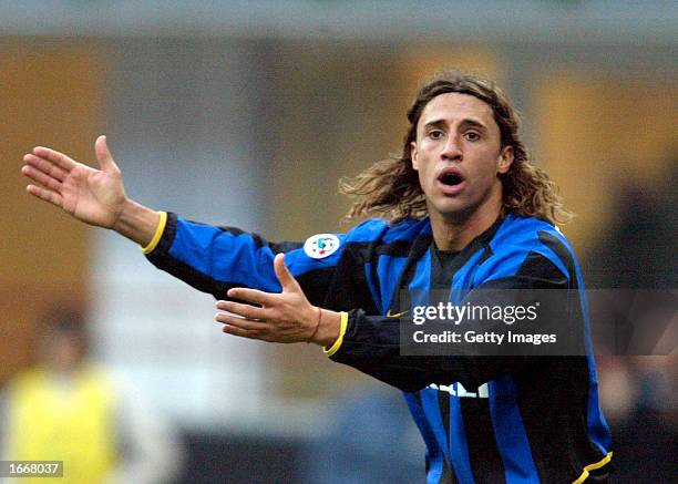 Hernan Crespo of Inter Milan in action during the Serie A match between Inter Milan and Brescia, played at the 'Giuseppe Meazza' San Siro Stadium,...