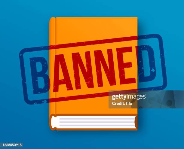 ilustraciones, imágenes clip art, dibujos animados e iconos de stock de concepto de prohibición de libros prohibidos - exclusión