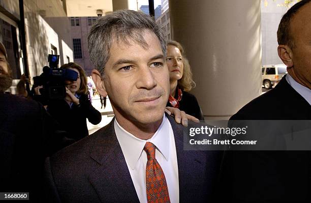 Former Enron CFO Andrew Fastow arrives at the federal courthouse for his arraignment November 6, 2002 in Houston, Texas. Fastow pleaded not guilty to...