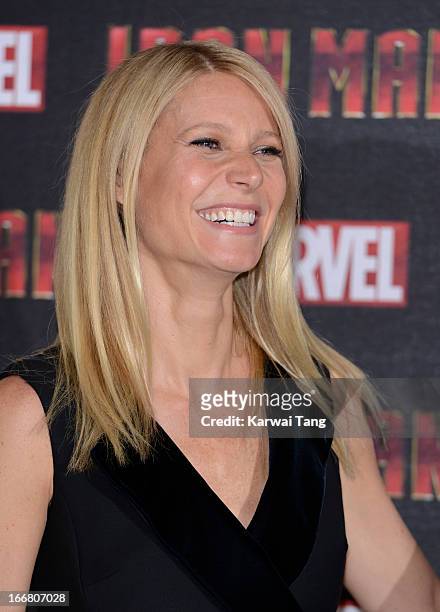 Gwyneth Paltrow attends the Iron Man 3 photocall at The Dorchester on April 17, 2013 in London, England.