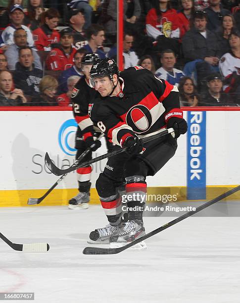 Jim O'Brien of the Ottawa Senators skates against the Toronto Maple Leafs on March 30, 2013 at Scotiabank Place in Ottawa, Ontario, Canada.