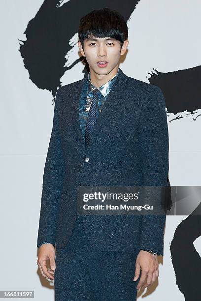 Seulong of South Korean boy band 2AM attends the KBS2 Drama 'ChunMyung' Press Conference at the Imperial Palace Hotel on April 17, 2013 in Seoul,...