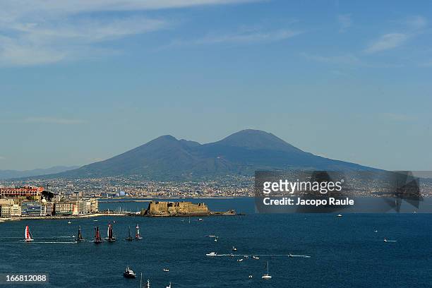 General view of Gulf of Naples during America's Cup World Series Naples on April 17, 2013 in Naples, Italy.