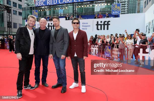 Chad Kroeger, Mike Kroeger, Daniel Adair and Ryan Peake of Nickelback attend the "Hate to Love: Nickelback" premiere during the 2023 Toronto...