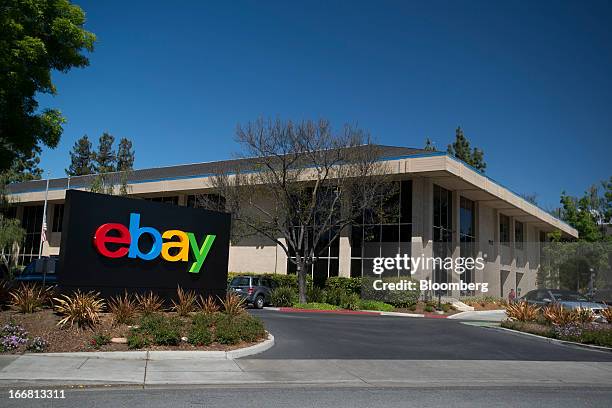 EBay Inc. Signage is displayed outside of the company's headquarters in San Jose, California, U.S., on Tuesday, April 16, 2013. Ebay Inc. Is expected...