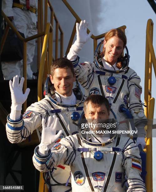 Russian Roscosmos cosmonauts Oleg Kononenko and Nikolai Chub and US NASA astronaut Loral O'Hara, members of the International Space Station...