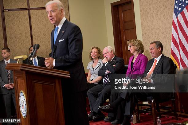 Vice President Joe Biden speaks at an event in the Capitol Visitor Center, to dedicate the Gabe Zimmerman Meeting Room, a staffer of former Rep....