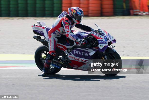 Jorge Martin of Spain and Pramac Racingheads down a straight during the MotoGP Of San Marino - Free Practice at Misano World Circuit on September 08,...
