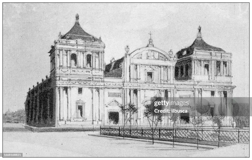 Antique image from British magazine: Nicaragua ship canal project, Leon Cathedral