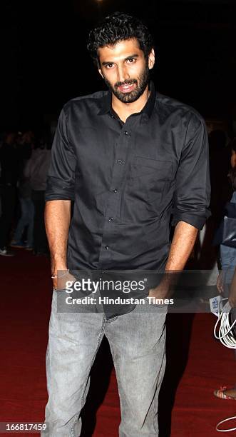 Bollywood actor Aditya Roy Kapur at Press conference of upcoming film Aashiqui 2 at Laxmi Studious, Film City on April 15, 2013 in Noida, India.