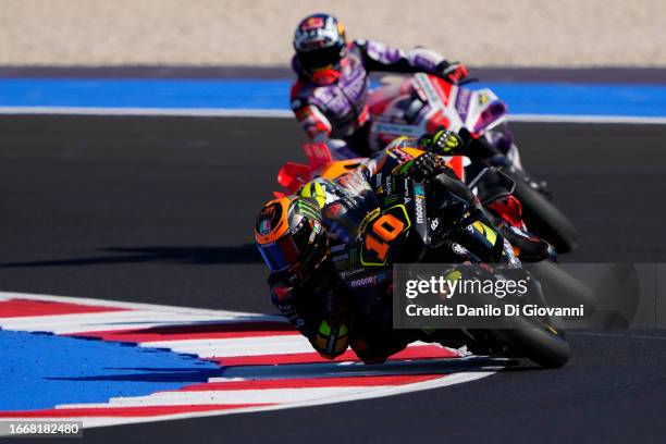 Luca Marini of Italy and Mooney VR46 Racing Team rides during free practice 2 œof the MotoGP Of San Marino at Misano World Circuit on September 08,...