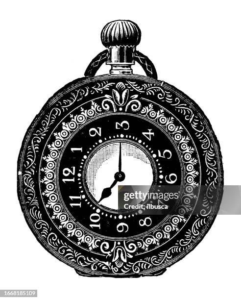 antique image from british magazine: pocket watch - pocket watch stock illustrations