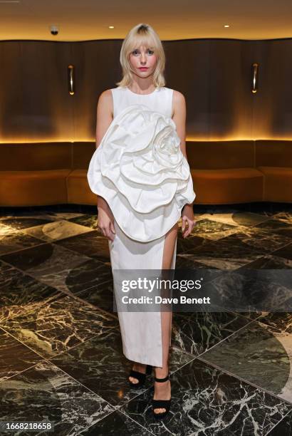 Joanna Vanderham attends the Huishan Zhang show during London Fashion Week September 2023 at The Londoner Hotel on September 15, 2023 in London,...