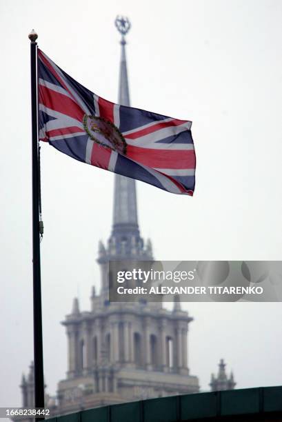 File photo taken 07 December 2006 shows the British flag waving over the British Embassy in Moscow. Russia will make an announcement later 16 July...