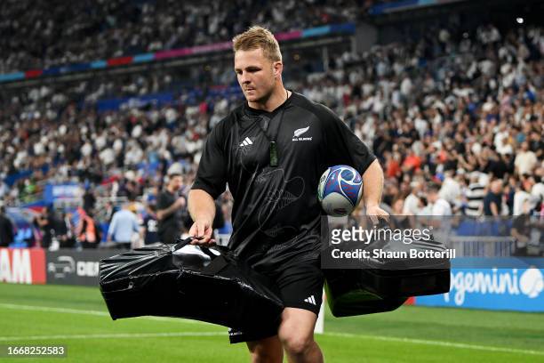 Sam Cane of New Zealand, after being replaced in the starting line-up after picking up an injury prior to the Rugby World Cup France 2023 Pool A...