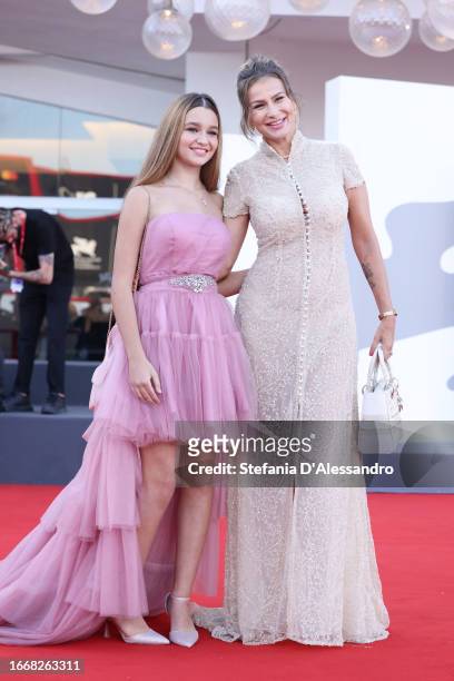 Jennifer Caroletti and Eva Henger attend a red carpet for the movie "Hors-Saison " at the 80th Venice International Film Festival on September 08,...