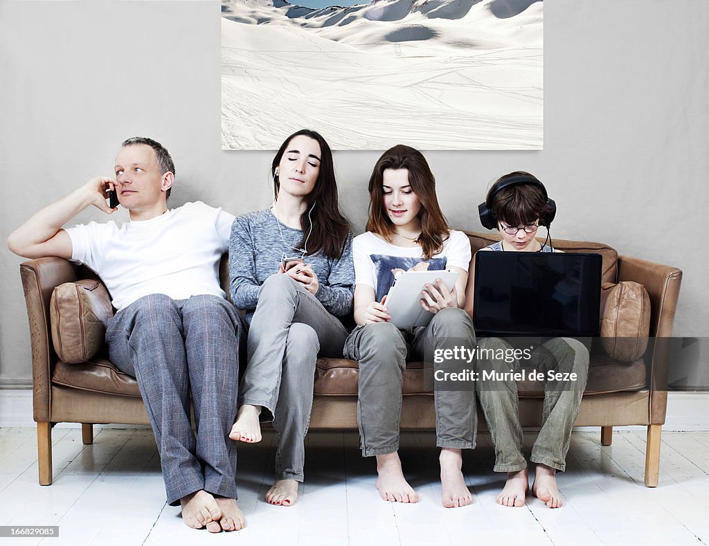 Family on sofa