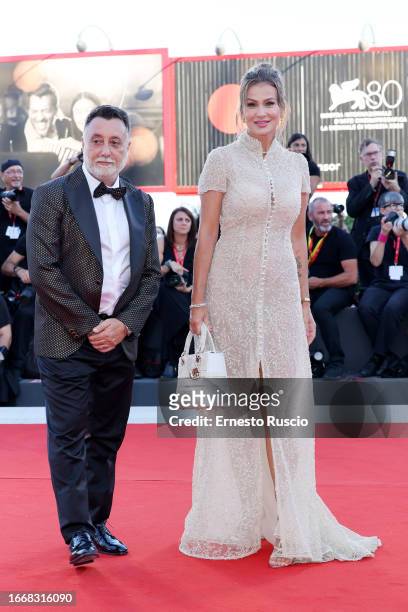 Eva Henger and Massimiliano Caroletti attend a red carpet for the movie "Hors-Saison " at the 80th Venice International Film Festival on September...